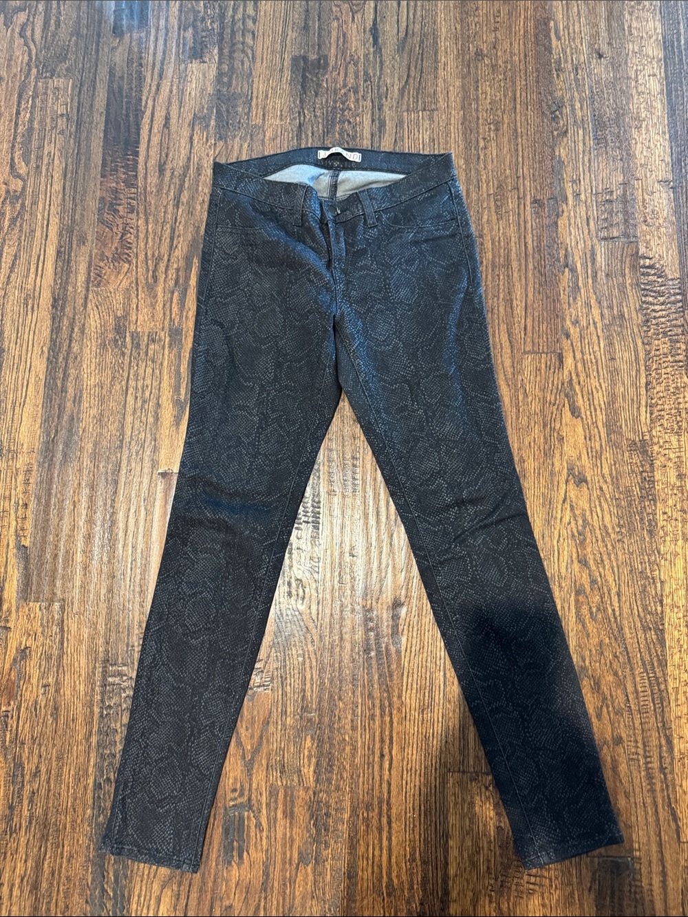 J Brand Black Snake-Embossed Skinny Jeans